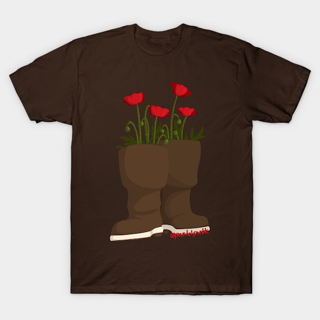 Poppies and Rain Boots T-Shirt by Pastel.Punkk